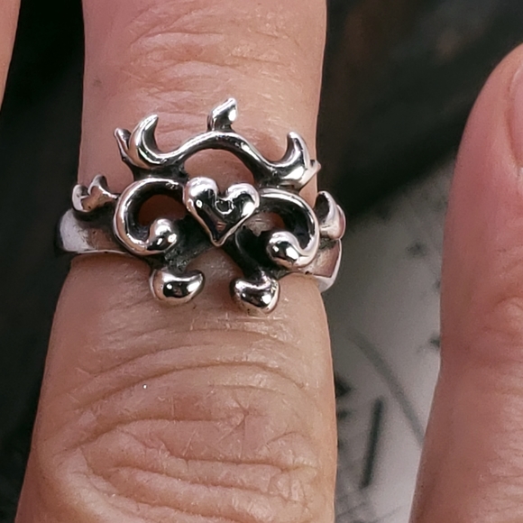 Artisan Hand Made Sterling Flame Heart Ring - Picture 11 of 13